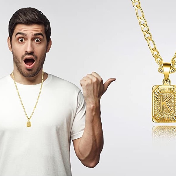 Nilevibes HIP HOP Initial Letter Pendant Necklace,Gold Platd Capital AlphabetA-Z - Picture 11 of 16